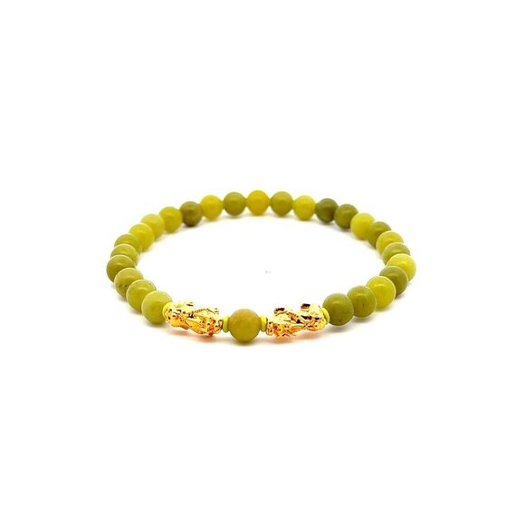 RAFANTHIA Jewelry - 18K Gold Pixiu Piyao Lucky Charm Bracelet Gemstones August Birthstones Peridot 6